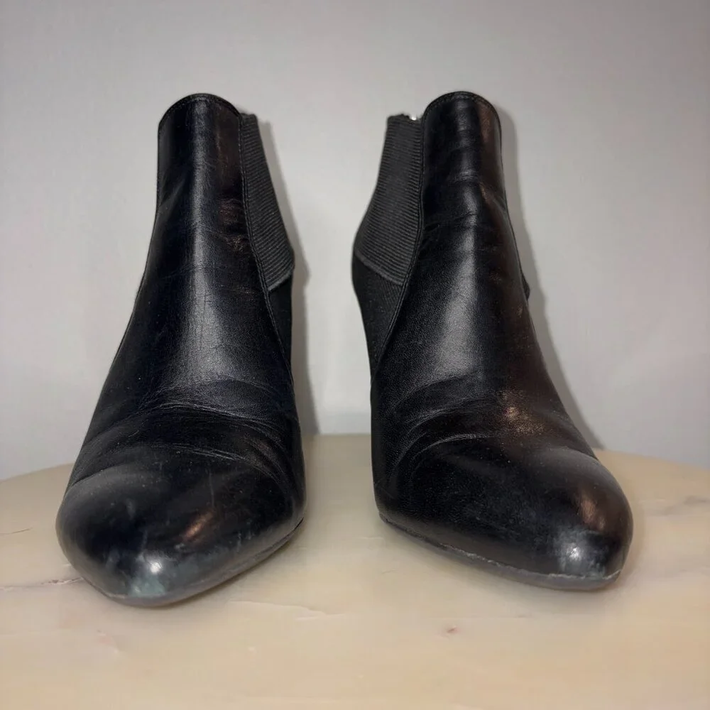 Franco Sarto Viceroy Sz 7.5 Leather Heeled Ankle Bootie - Zip Heel